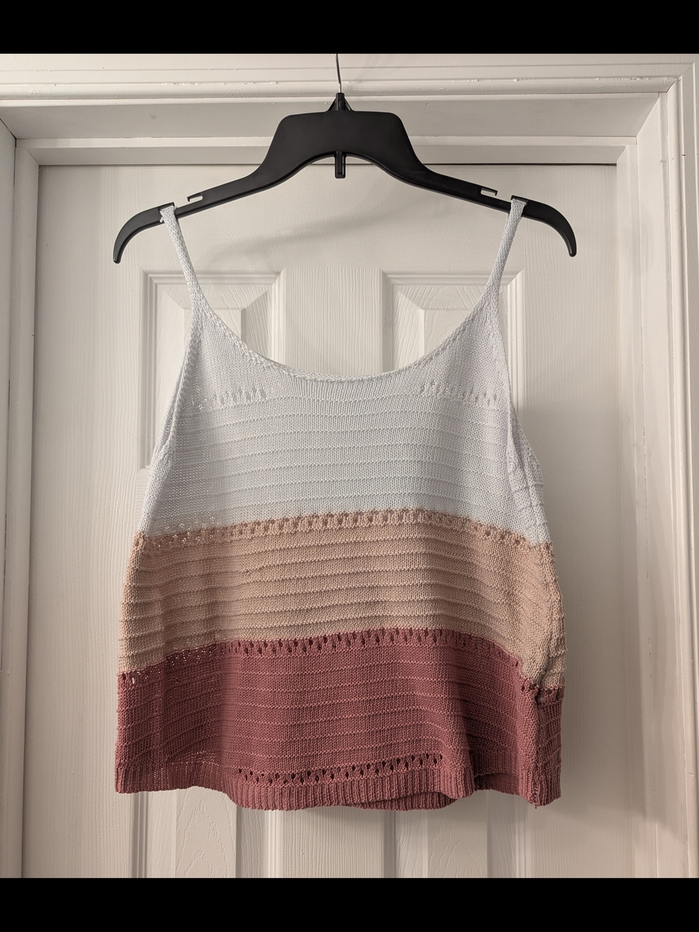 SHEIN Colorblock Knit Cami in White, Cream & Dusty Pink
